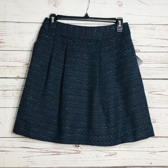 Halogen Pleated Tweed A Line Skirt Blue Size 2P - Picture 1 of 6